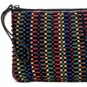 PATRICIA NASH Blue Forest Beaded Cassini Wristlet